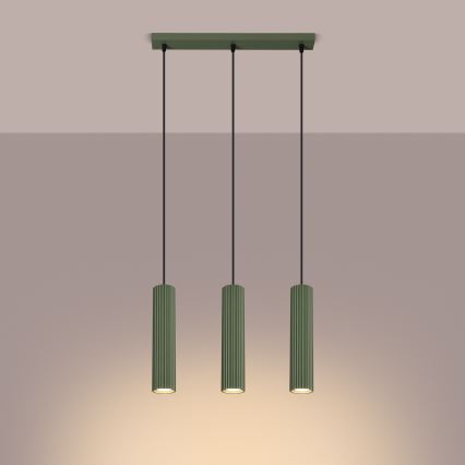 Підвісна люстра KARBON 3xGU10/10W/230V зелений