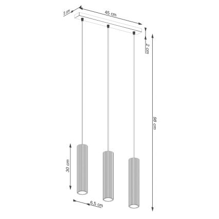 Підвісна люстра KARBON 3xGU10/10W/230V зелений