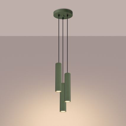 Підвісна люстра KARBON 3xGU10/10W/230V зелений