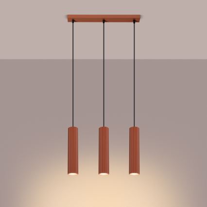 Підвісна люстра KARBON 3xGU10/10W/230V червоний