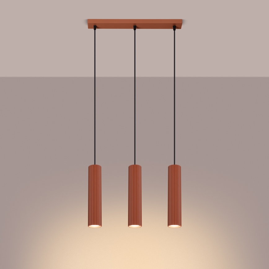 Підвісна люстра KARBON 3xGU10/10W/230V червоний