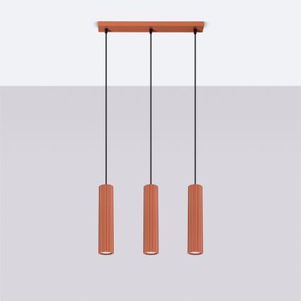 Підвісна люстра KARBON 3xGU10/10W/230V червоний