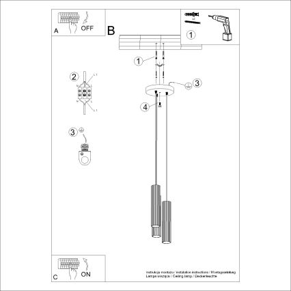Підвісна люстра KARBON 3xGU10/10W/230V червоний