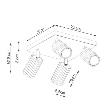Точечный светильник KARBON 4xGU10/10W/230V красный