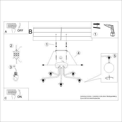Люстра на штанге ASTRAL 5xG9/8W/230V белый