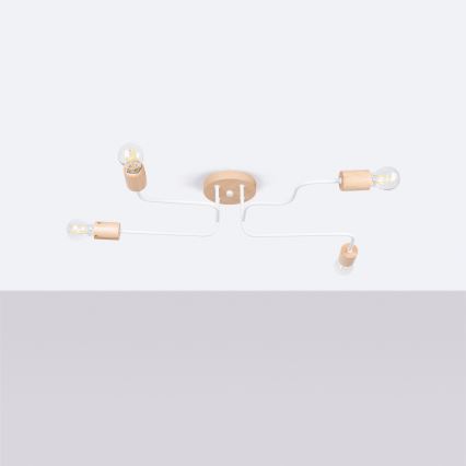 Припотолочная люстра TIMBO 4xE27/15W/230V белый/бежевый/бук