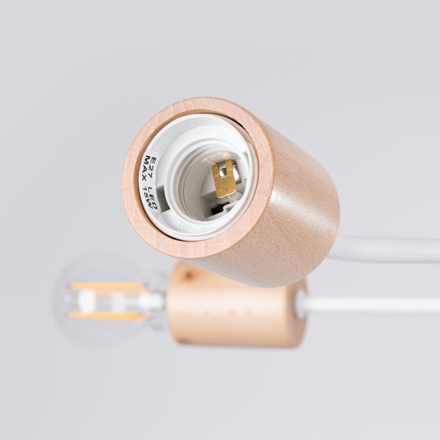 Припотолочная люстра TIMBO 4xE27/15W/230V белый/бежевый/бук