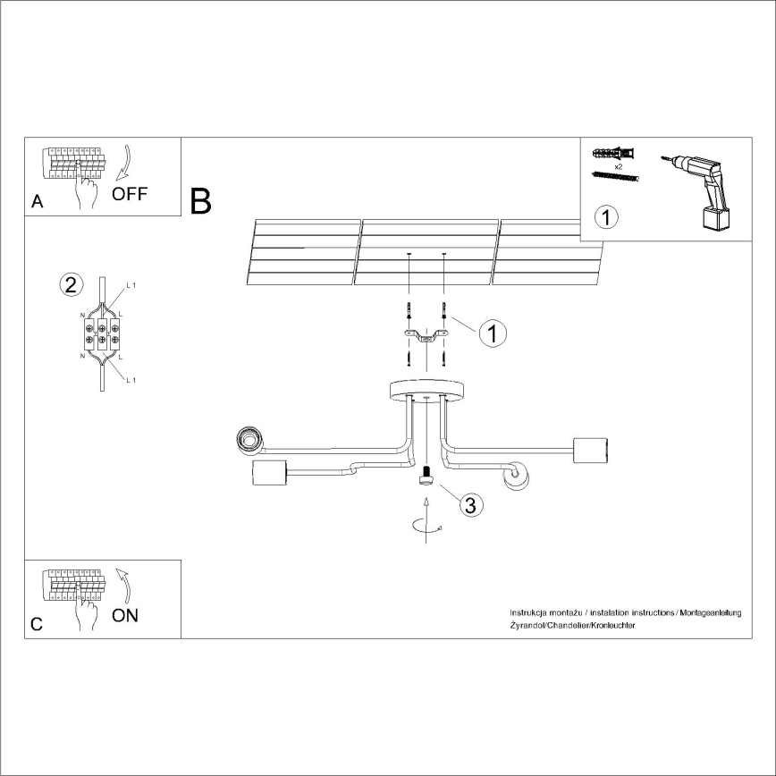 Припотолочная люстра TIMBO 4xE27/15W/230V белый/бежевый/бук