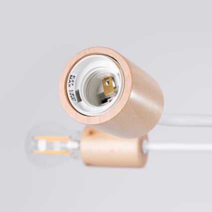 Припотолочная люстра TIMBO 6xE27/15W/230V белый/бежевый/бук