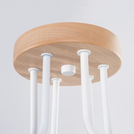 Припотолочная люстра TIMBO 6xE27/15W/230V белый/бежевый/бук