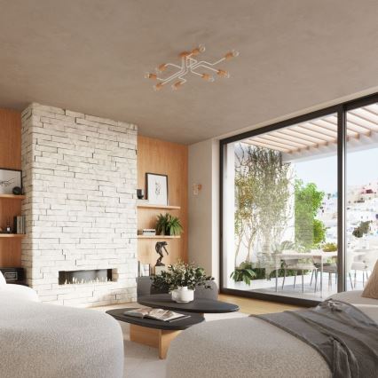 Припотолочная люстра TIMBO 8xE27/15W/230V белый/бежевый/бук