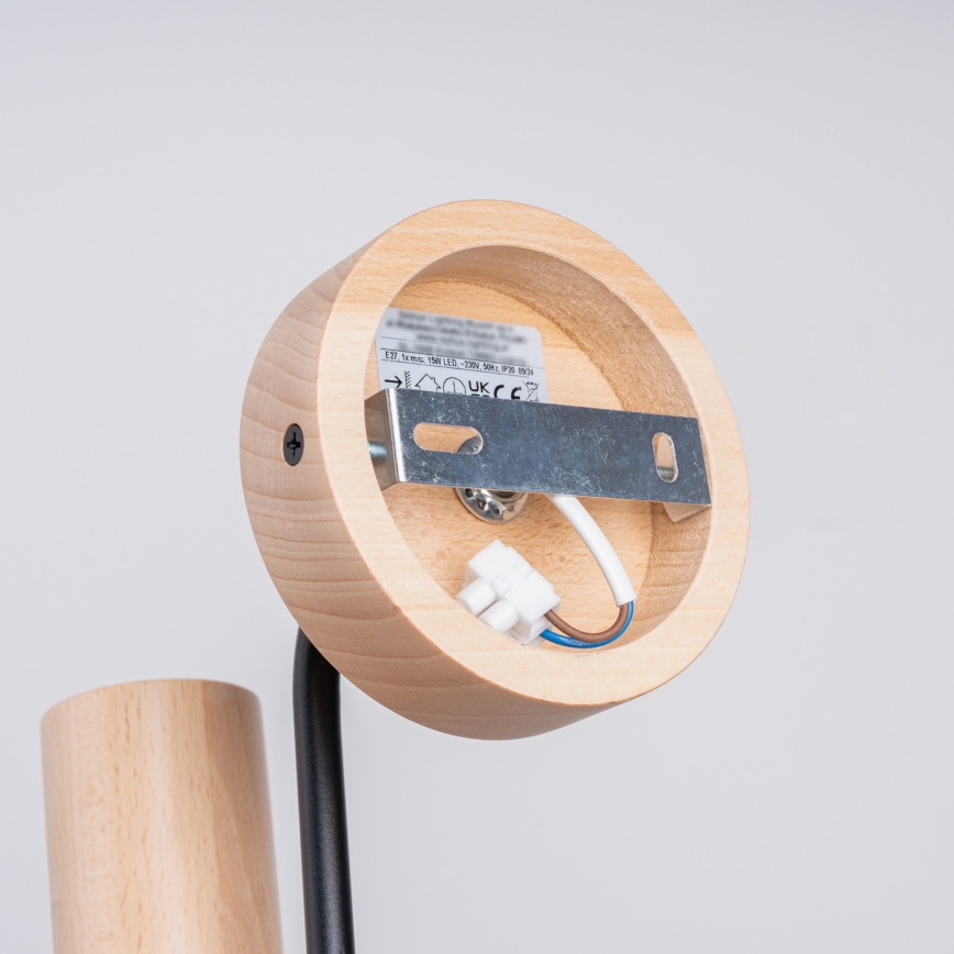 Настенная лампа TIMBO 1xE27/15W/230V черный/бежевый/бук