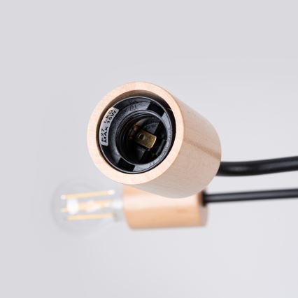 Припотолочная люстра TIMBO 4xE27/15W/230V черный/бежевый/бук