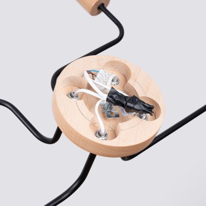 Припотолочная люстра TIMBO 4xE27/15W/230V черный/бежевый/бук