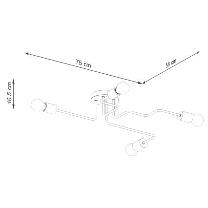 Припотолочная люстра TIMBO 4xE27/15W/230V черный/бежевый/бук