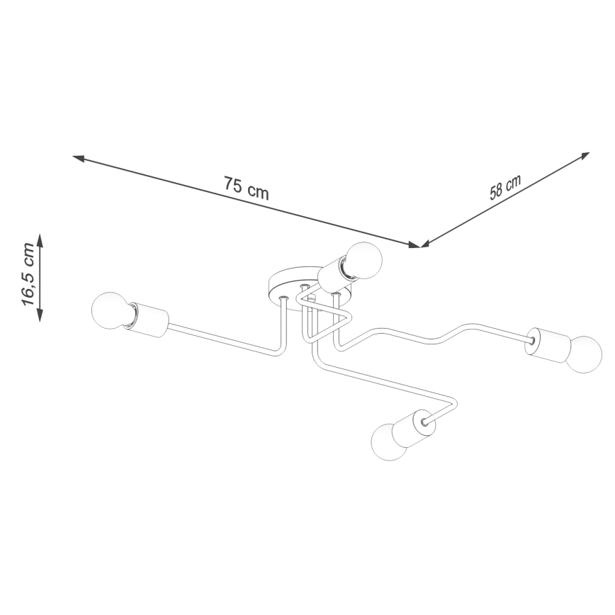 Припотолочная люстра TIMBO 4xE27/15W/230V черный/бежевый/бук