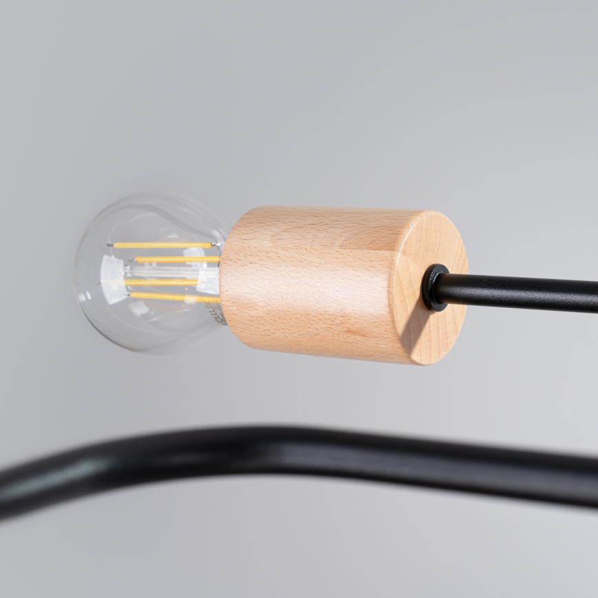 Пристельова люстра TIMBO 4xE27/15W/230V чорний/бежевий/бук