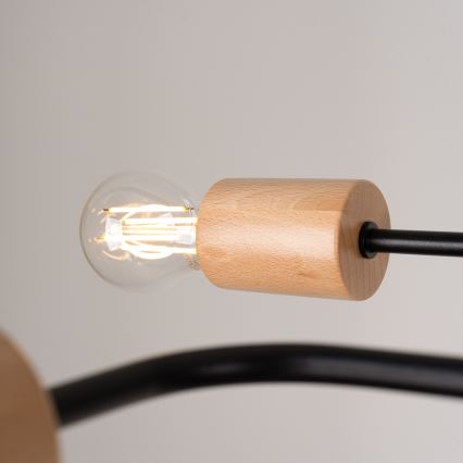 Припотолочная люстра TIMBO 6xE27/15W/230V черный/бежевый/бук