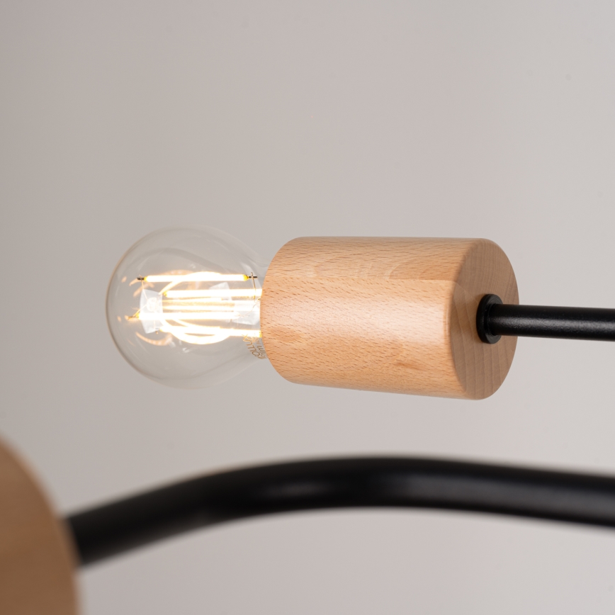 Припотолочная люстра TIMBO 6xE27/15W/230V черный/бежевый/бук