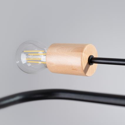 Припотолочная люстра TIMBO 6xE27/15W/230V черный/бежевый/бук