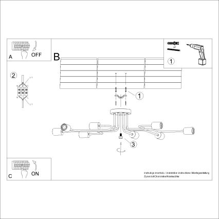 Припотолочная люстра TIMBO 8xE27/15W/230V черный/бежевый/бук