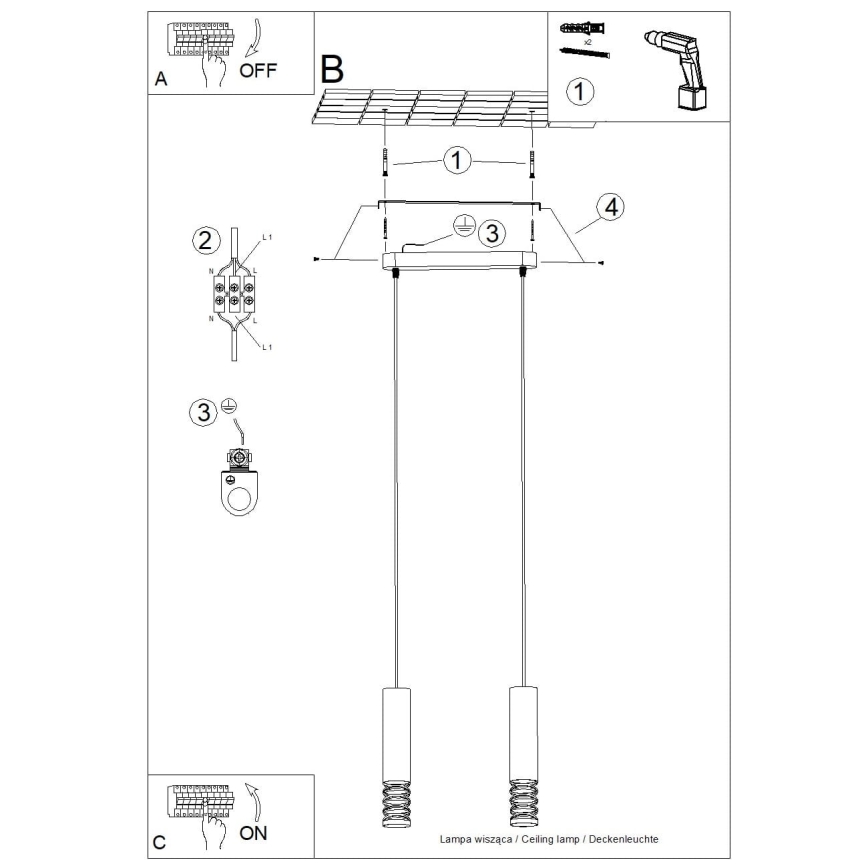Підвісна люстра LAMI 2xGU10/10W/230V білий