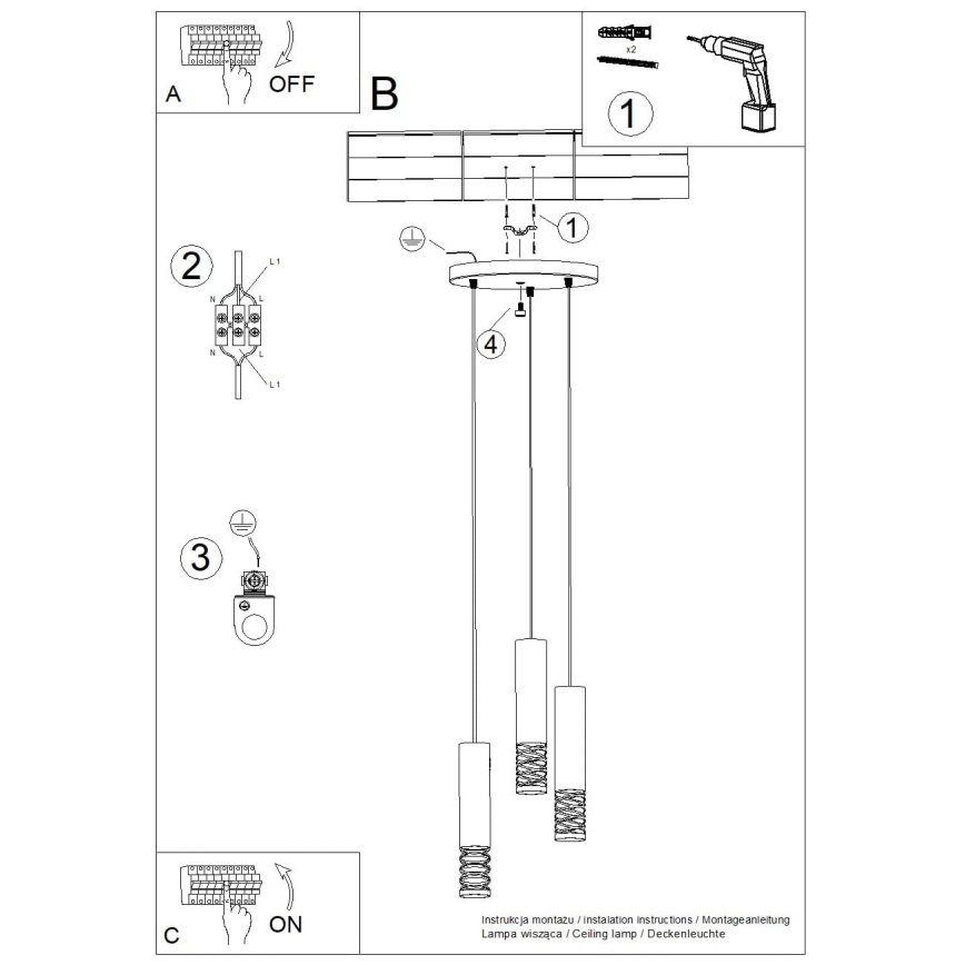 Підвісна люстра LAMI 3xGU10/10W/230V білий