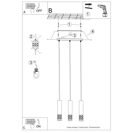 Підвісна люстра LIRO 3xGU10/10W/230V білий