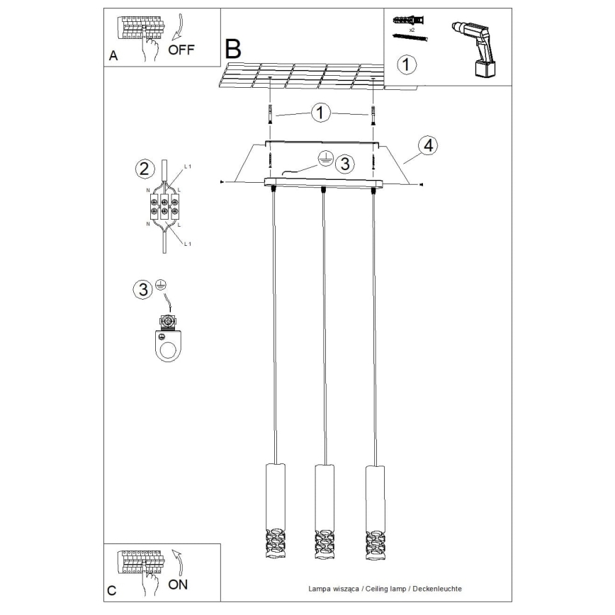 Подвесная люстра LIRO 3xGU10/10W/230V белый