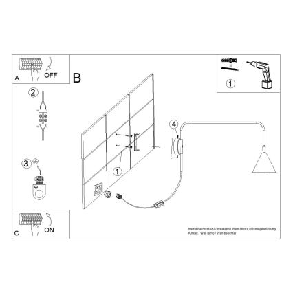 Настінна лампа NOX 1xE14/10W/230V чорний