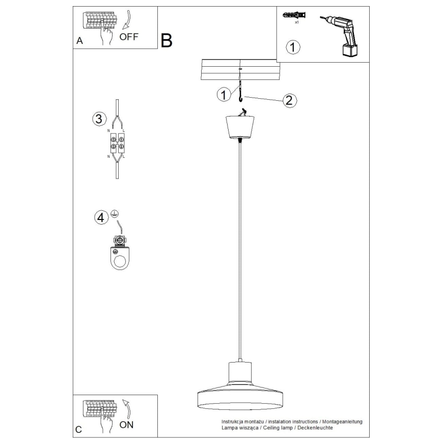 Подвесная люстра BILO 1xE27/15W/230V диаметр 35 см черный