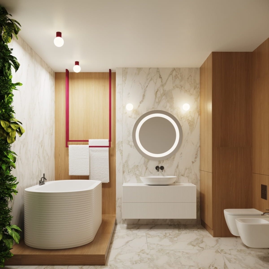 Стельовий світильник для ванної кімнати HALO 1xG9/8W/230V діаметр 12 см IP44 червоний