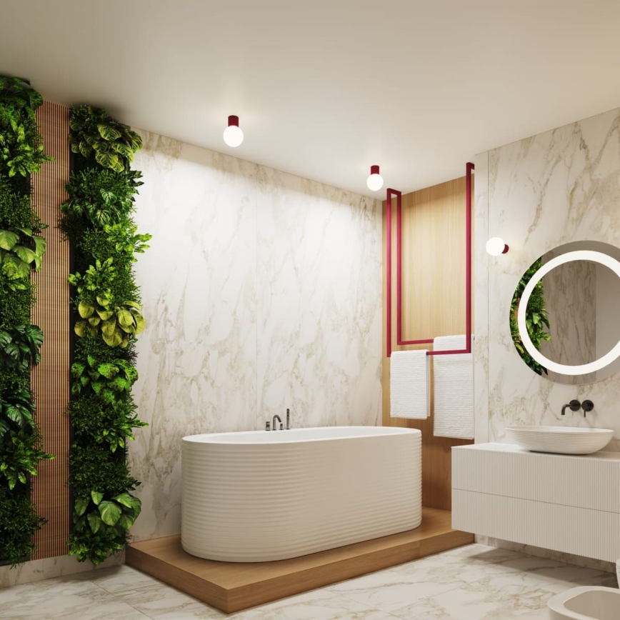 Стельовий світильник для ванної кімнати HALO 1xG9/8W/230V діаметр 12 см IP44 червоний