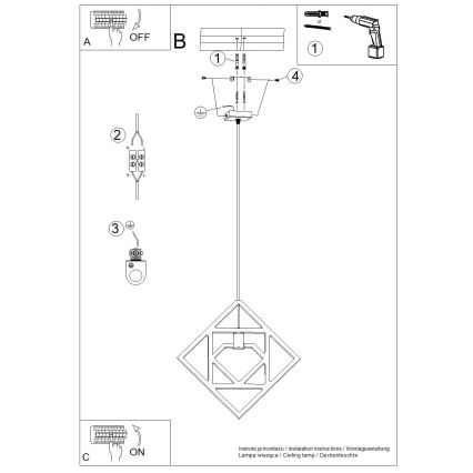 Подвесная люстра CARO 1xE27/15W/230V бук