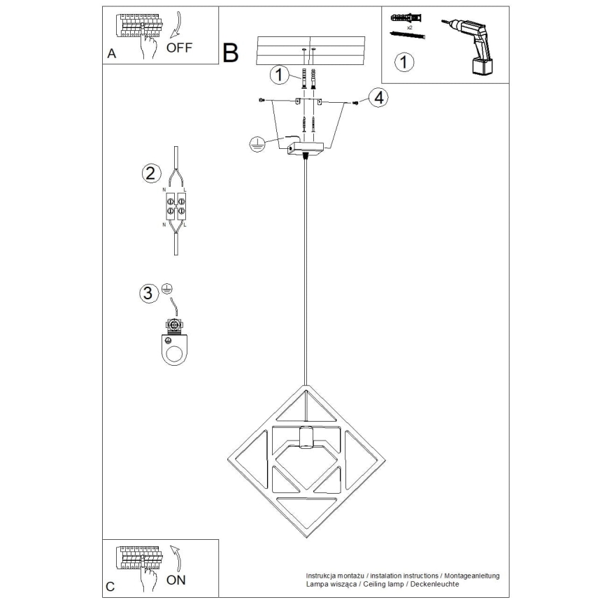 Подвесная люстра CARO 1xE27/15W/230V бук