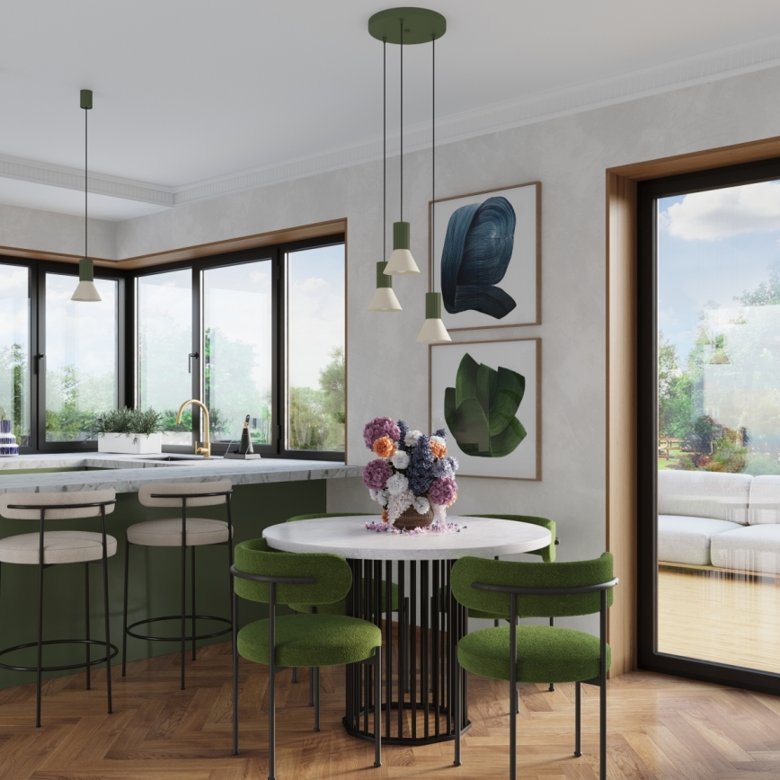 Люстра на тросі ESTRIA 1xE14/10W/230V діаметром 14 см зелена