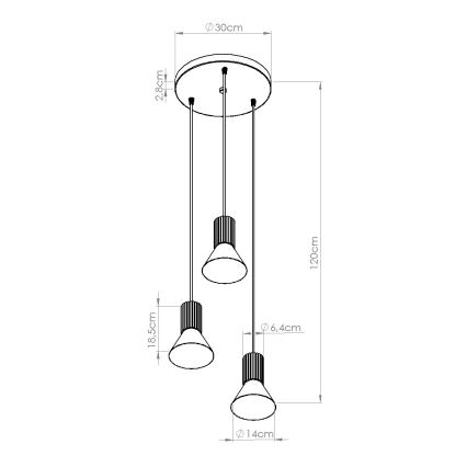 Подвесная люстра на тросе ESTRIA 3xE14/10W/230V, диам. 30 см, зелёная