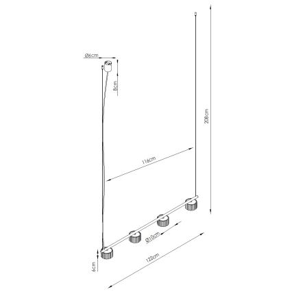Люстра на тросе AURA 4xGX53/10W/230V, красная