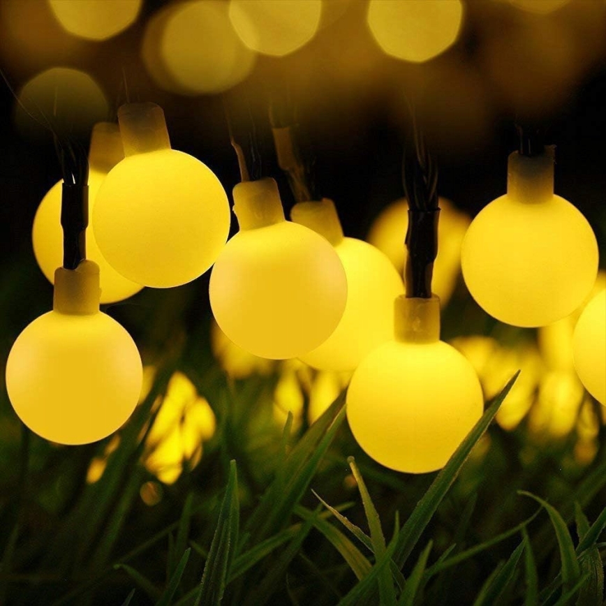 Солнечная LED декоративная гирлянда 50xLED/8 функций 500 mAh 9,5 m IP67 тёплый белый