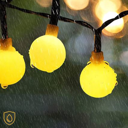 Солнечная LED декоративная гирлянда 50xLED/8 функций 500 mAh 9,5 m IP67 тёплый белый