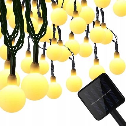Солнечная LED декоративная гирлянда 50xLED/8 функций 500 mAh 9,5 m IP67 тёплый белый