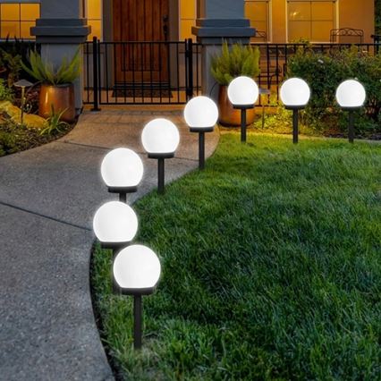Солнечная LED-лампа, 1,2 В, 6500 K, 200 mAh, диаметр 10 см, IP44, белая/чёрная
