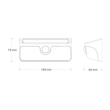 Солнечный LED настенный светильник с датчиком LINK LED/5W/3,7V IP65 черный