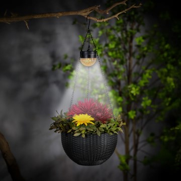 Солнечный LED-светильник с кашпо, 1,2 В, 400 мА·ч, IP44, чёрный