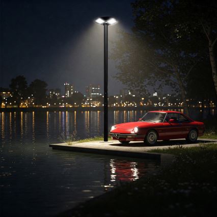 LED диммируемая солнечная уличная лампа с датчиком LED/15W/6V 11000 mAh 6500K IP65 чёрная + пульт дистанционного управления