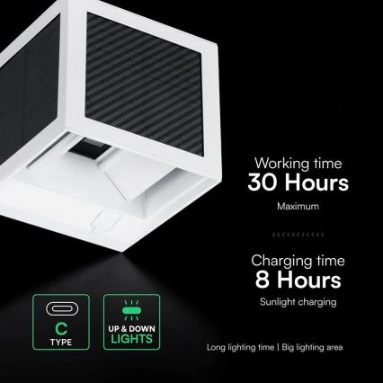 Солнечный светодиодный настенный светильник с датчиком LED/9W/3,7V 3000/4000/6000K IP65 2600 mAh белый