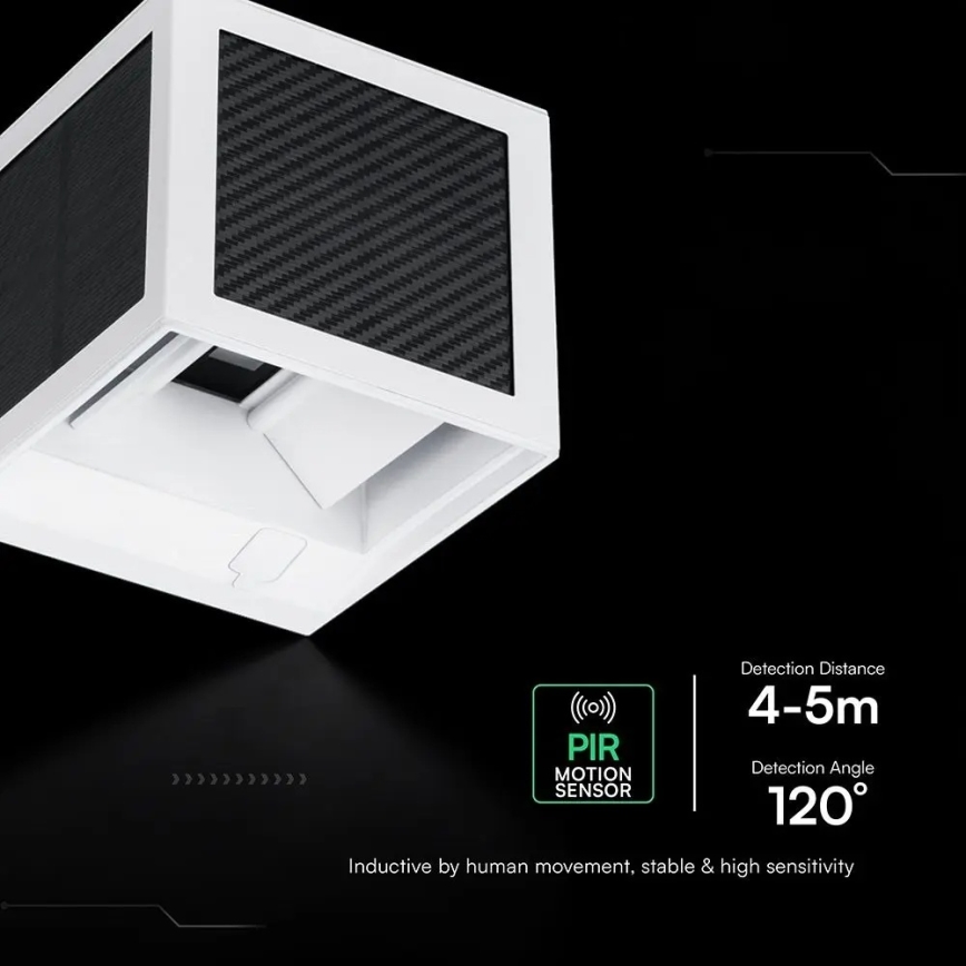 Солнечный светодиодный настенный светильник с датчиком LED/9W/3,7V 3000/4000/6000K IP65 2600 mAh белый