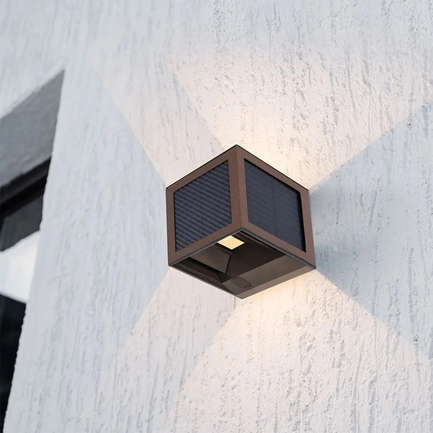 LED солнечный настенный светильник с датчиком LED/9W/3,7V 3000/4000/6000K IP65 2600 mAh коричневый