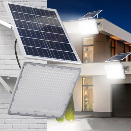 Солнечный светодиодный прожектор с регулировкой яркости LED/50W/3,2V 5000K 6000 mAh IP65 черный + пульт дистанционного управления