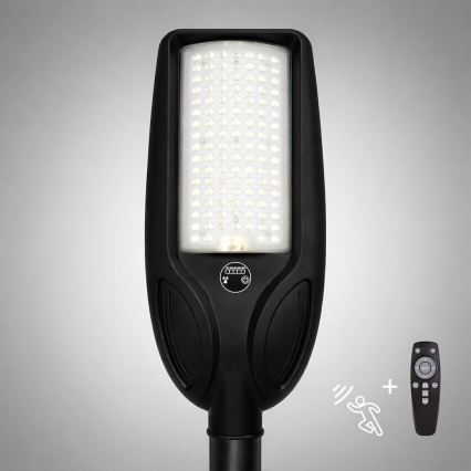 Диммируемый светодиодный (LED) солнечный уличный фонарь с датчиком VENICE LED/100W/3,2V 6000 mAh IP65, чёрный + пульт дистанционного управления